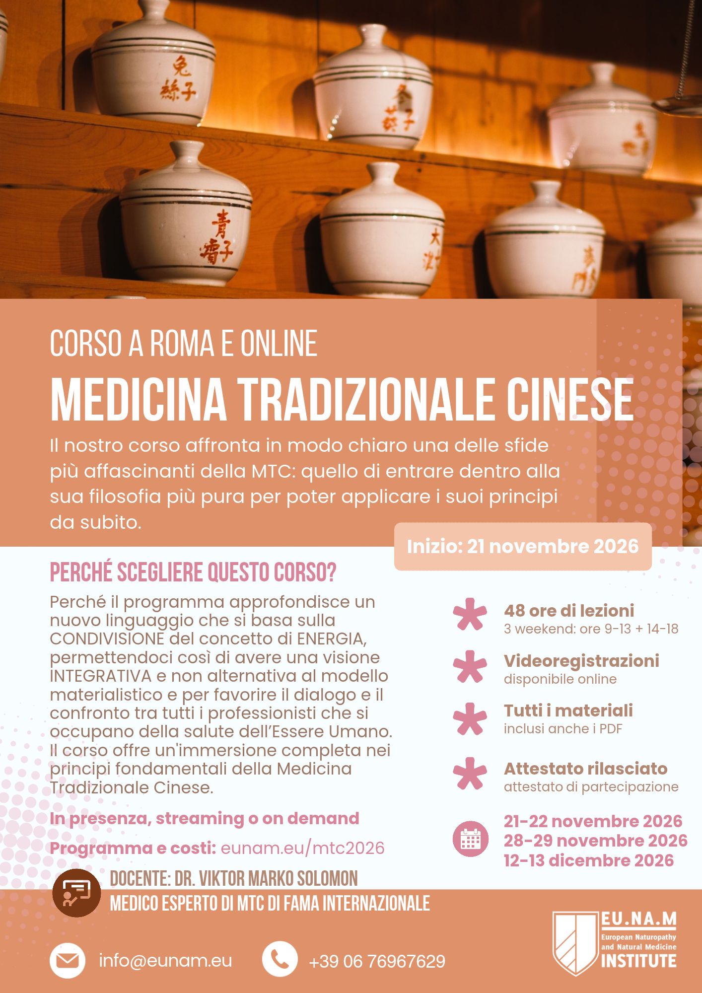 Corso di Medicina Tradizionale Cinese a Rome a online