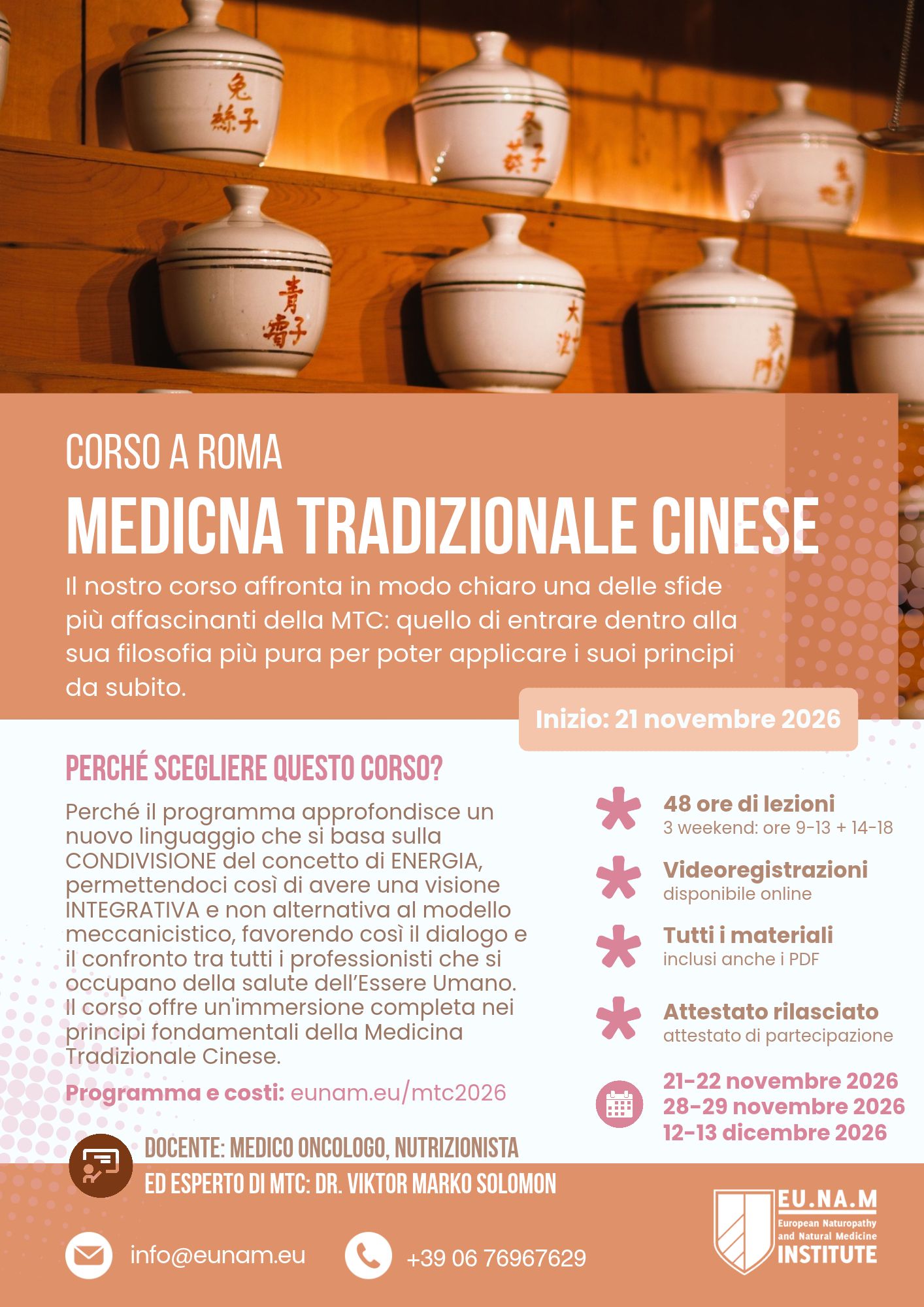 Corso di Medicina Tradizionale Cinese a Rome a online